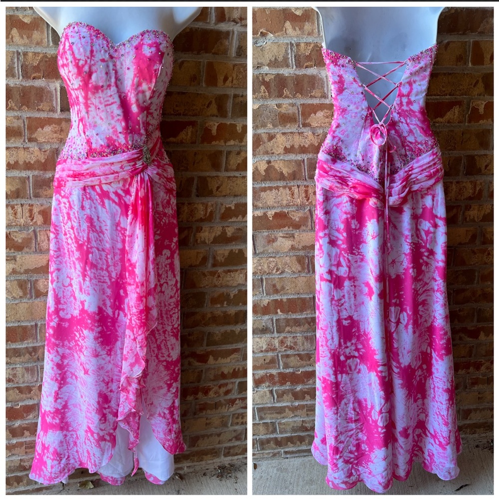 Mystique pink and white long formal Maxi Dress size 4